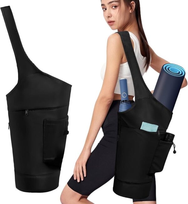 Large Waterproof Yoga Mat Carry Bag with Adjustable Shoulder Strap and Full Zipper