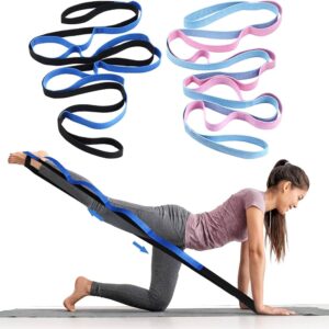Adjustable Yoga Stretching Strap with 10 Loops Durable Non Elastic Exercise Band