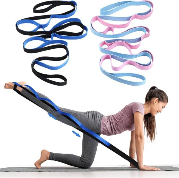 Adjustable Yoga Stretching Strap with 10 Loops Durable Non Elastic Exercise Band